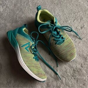 Vionic Adley Active Stretch Knit Lace-Up Comfort Sneaker Shoe Green Blue Sz 7